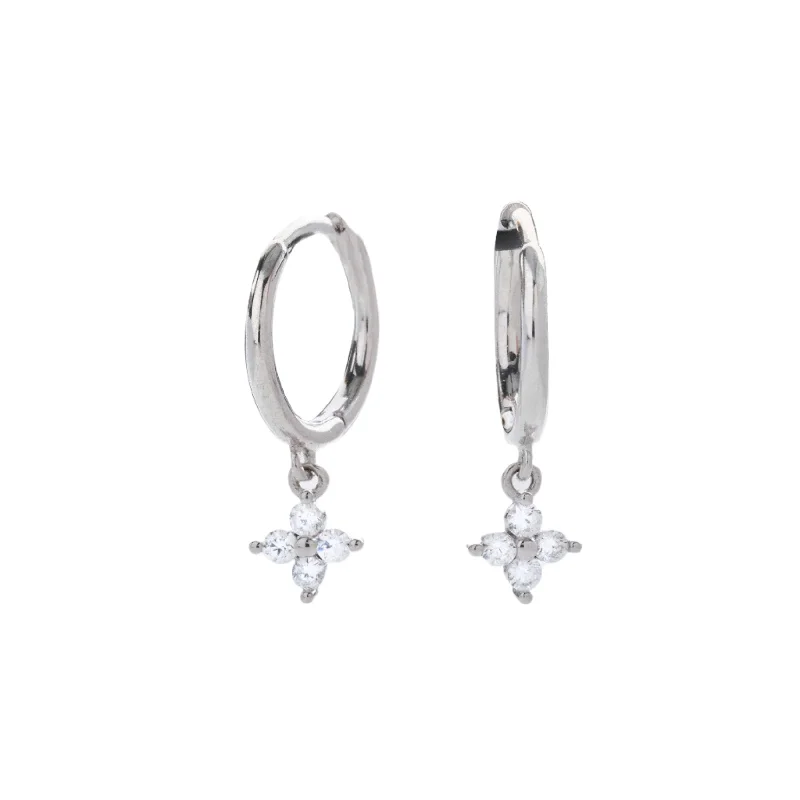 Women’s pearl drop earrings-Margot Charming Crystal Huggies- Sterling Silver