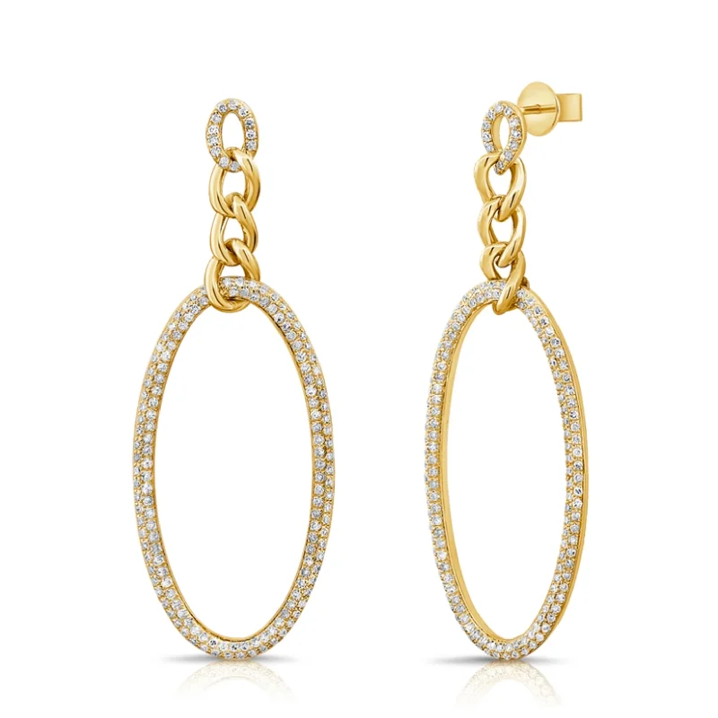 Women’s minimalist diamond earrings-Large Diamond Cuban Drops