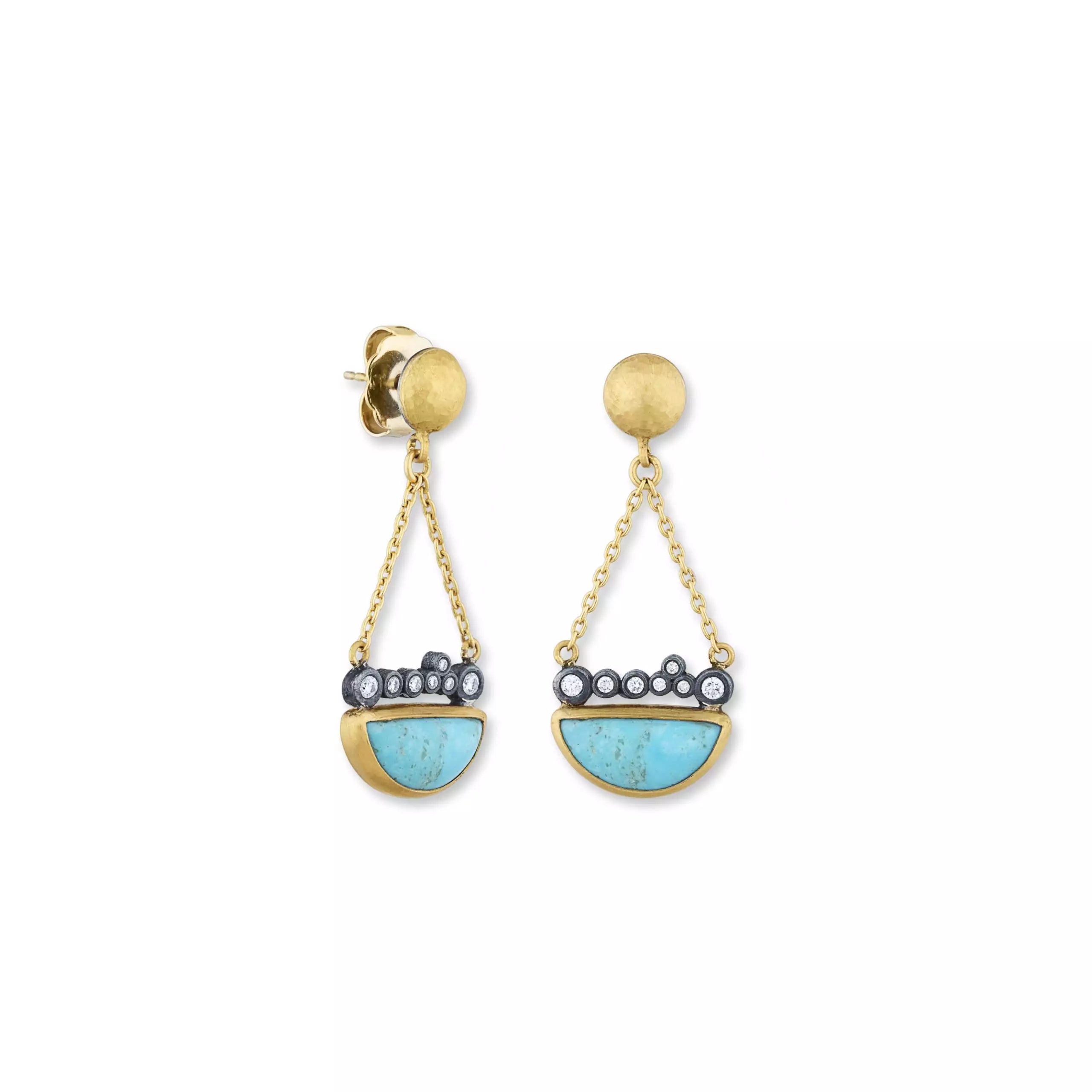 Women’s rose gold earrings-Lika Behar Turquoise Dangle Earring