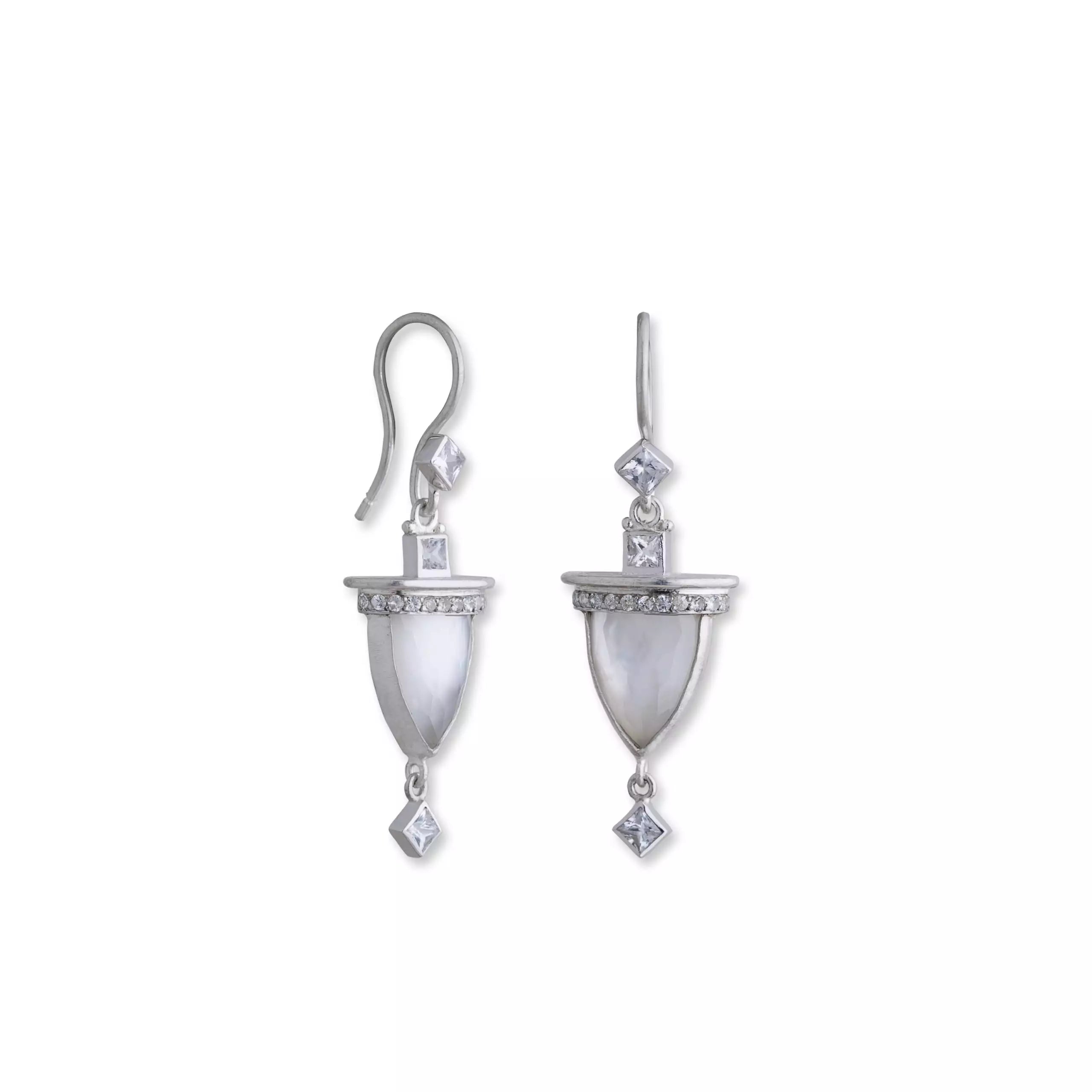 Women’s silver drop earrings-Lika Behar "DECO" earrings