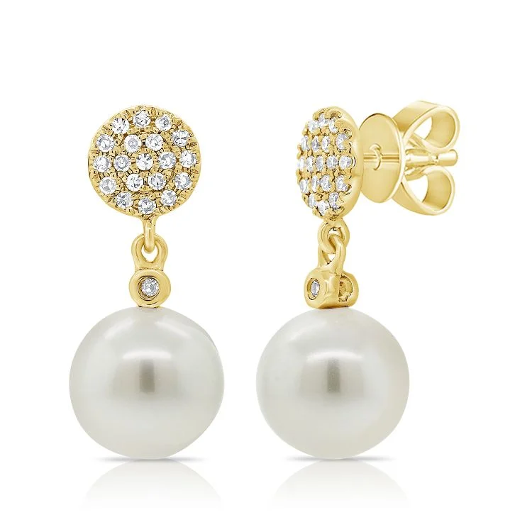 Women’s rhinestone earrings-Pearl Disc Pave Earrings