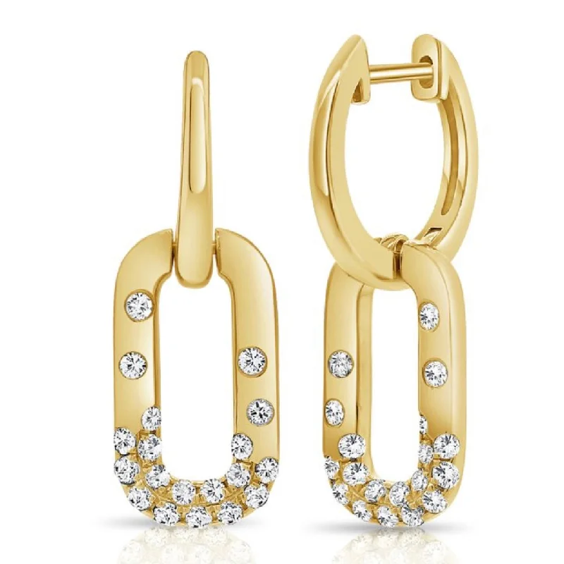 Women’s oval earrings-Diamond Confetti Link Earrings