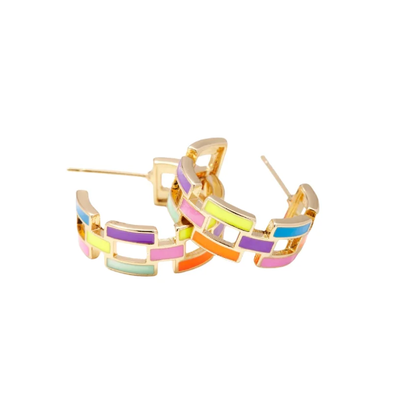 Women’s diamond drop earrings-Poppy Multicolor Acrylic Hoops