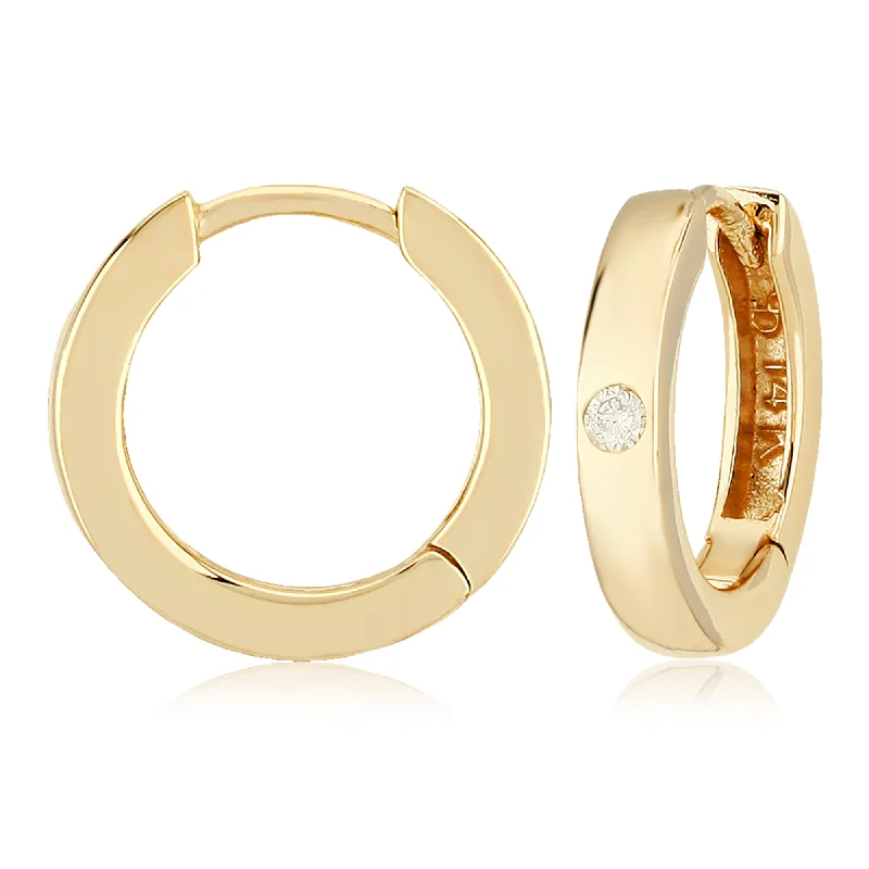 Women’s large hoop earrings-Flush Set Diamond Huggie Earrings