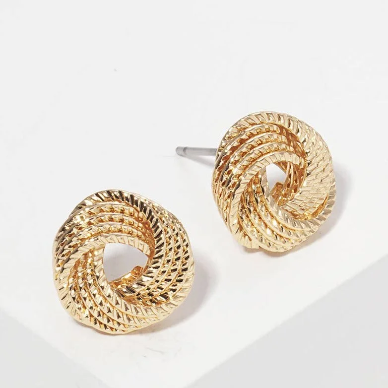 Women’s adjustable earrings-Gold Rope Knot Stud Earrings