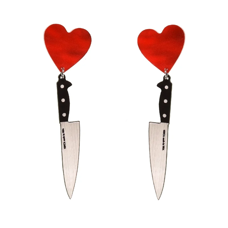 Women’s large hoop earrings-I Heart Knives Earrings in SASSY