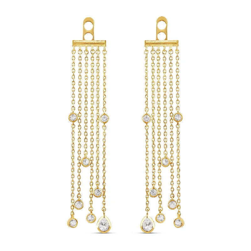 Women’s drop earrings-Topaz Tassel Earring Back Charm