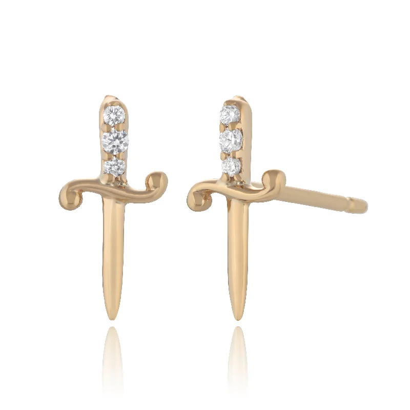 Women’s vintage earrings-Diamond Dagger Stud Earrings