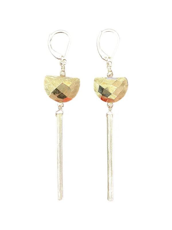 Women’s gold diamond earrings-Pi Silver Earrings