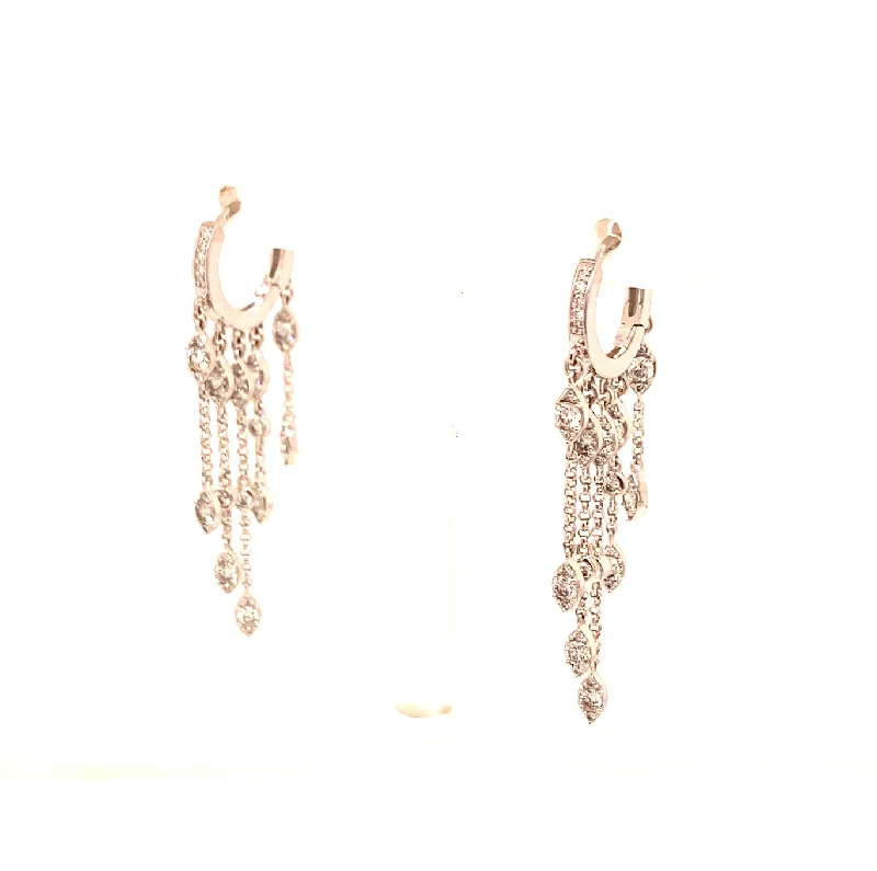 Women’s dangling pearl earrings-Diamond Dangle Huggy Earrings