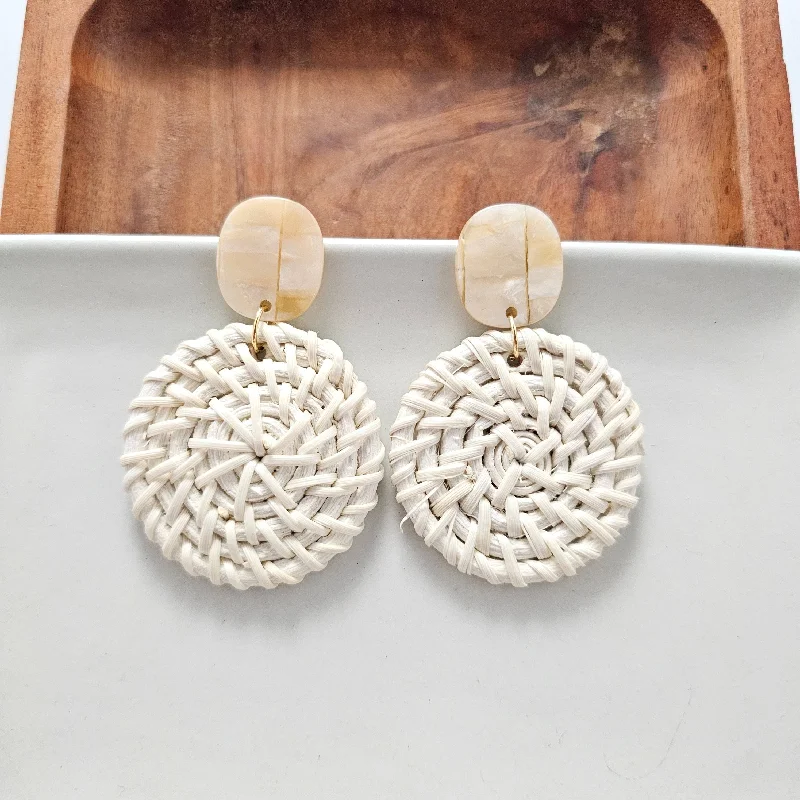 Women’s statement gemstone earrings-Dominica Earrings - Light Rattan