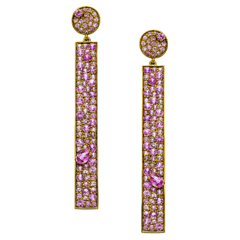 Women’s gold diamond earrings-Stardust Earrings Yellow Gold Pink Sapphire