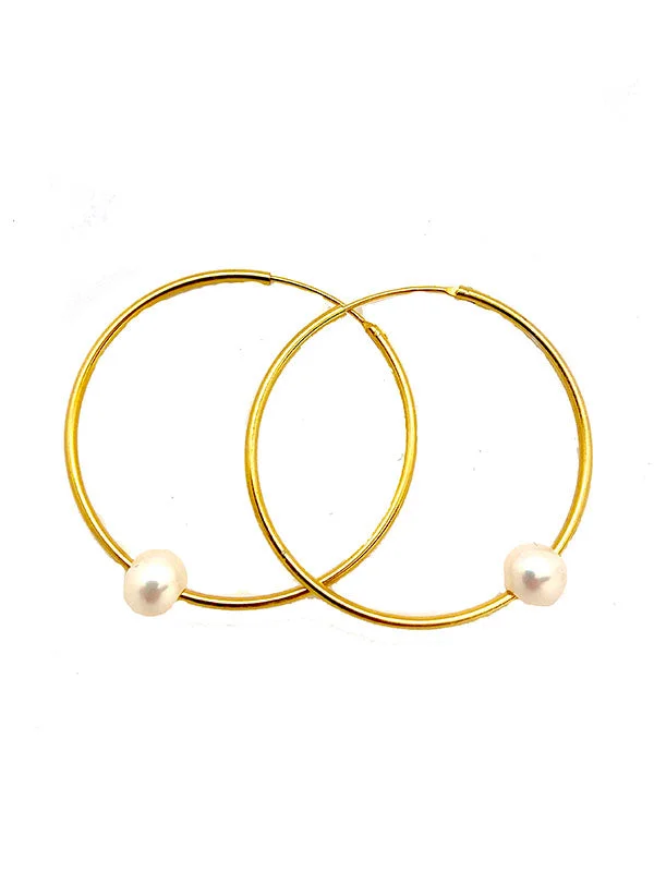 Women’s trendy hoop earrings-Pearly Hoops Earrings