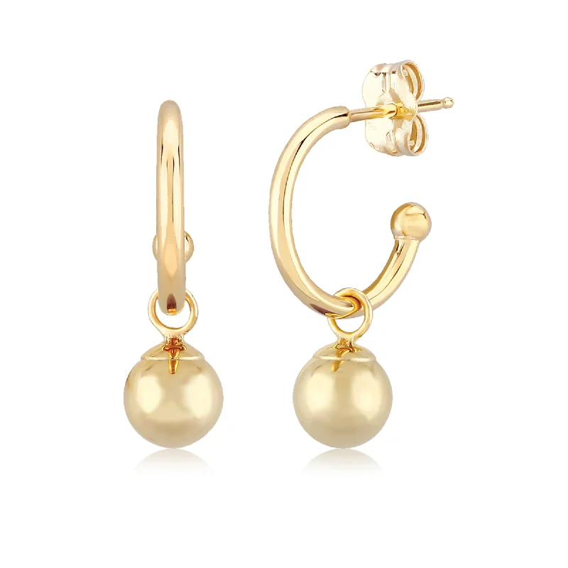 Women’s gemstone earrings-Gold Ball Petite Hoop Earrings