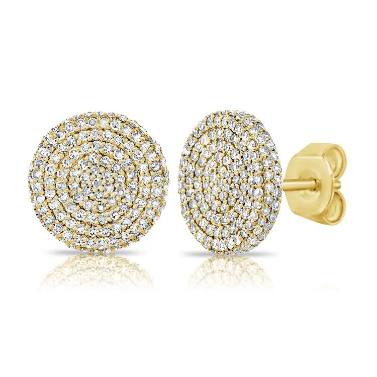 Women’s dangly earrings-Domed Pave Statement disc earrings