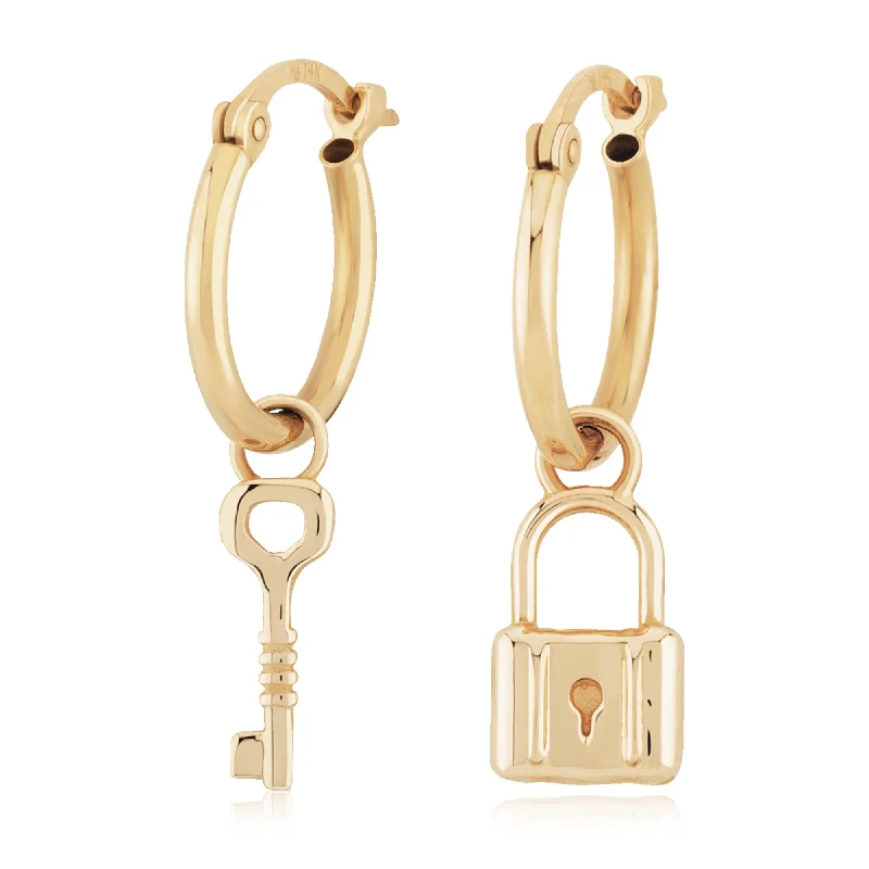 Women’s gold hoop earrings-Lock & Key Petite Hoop Earrings