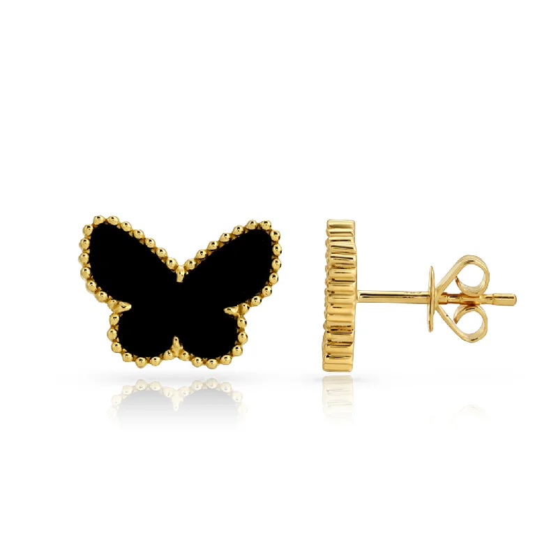 Women’s statement gemstone earrings-Butterfly Gemstone Stud Earrings