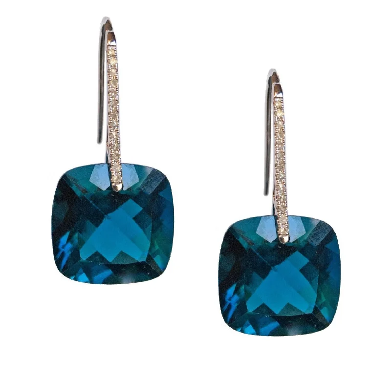 Women’s lock earrings-Reid Earrings White Gold London Blue Topaz