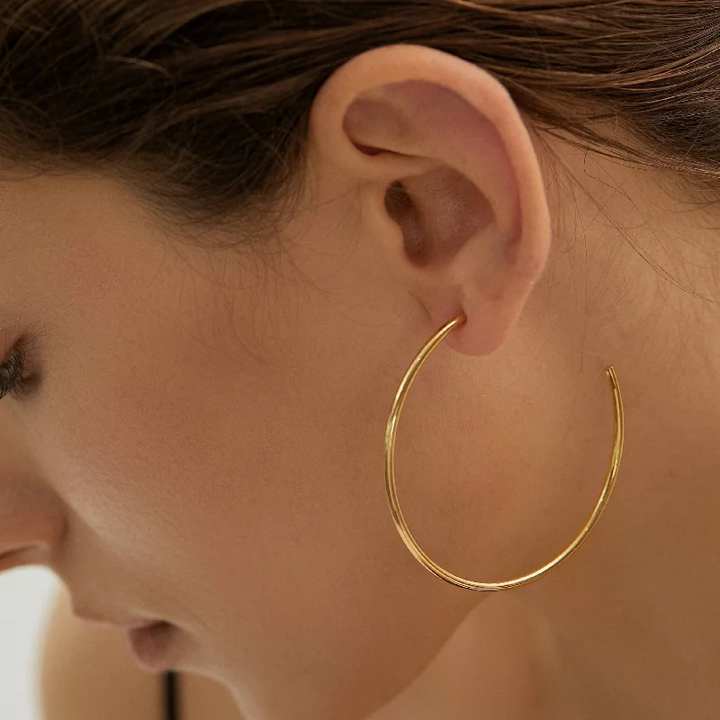 Women’s pearl earrings-Gold Hoop Large Statement Earrings