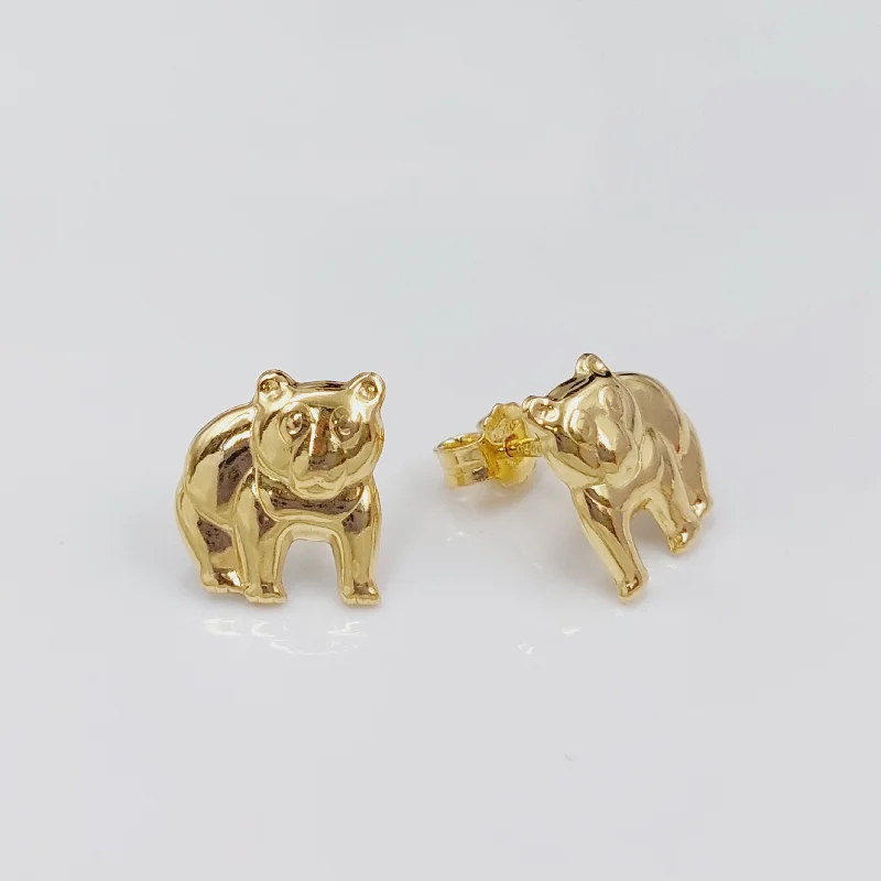 Women’s gold hoop earrings-Bear Earrings