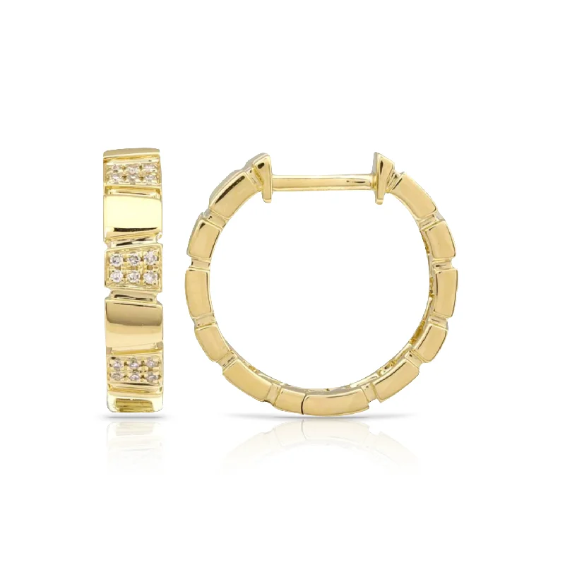 Women’s crystal earrings-Solid Bold Diamond Hoops