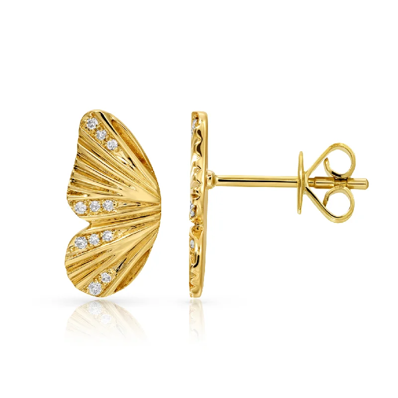 Women’s bold statement earrings-Fluted Half Butterfly Studs