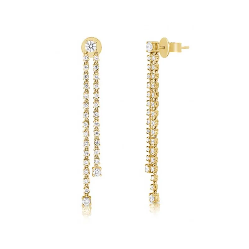 Women’s dangling gemstone earrings-Diamond Stud Cascade Earrings