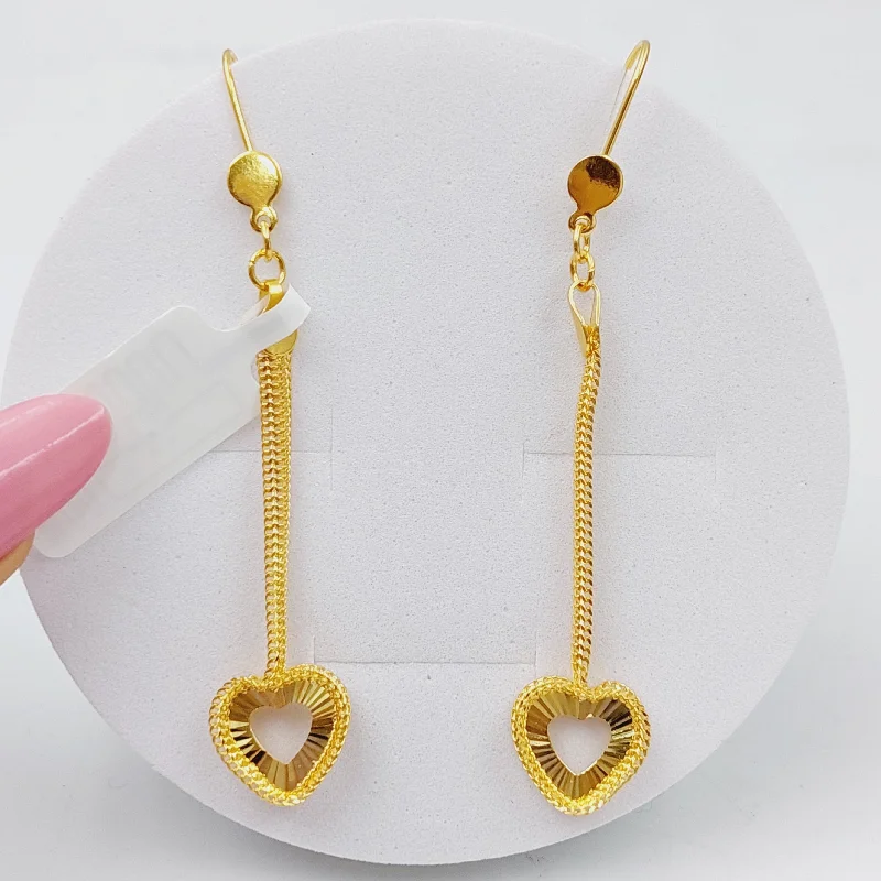 Women’s pearl drop earrings-Heart Earrings