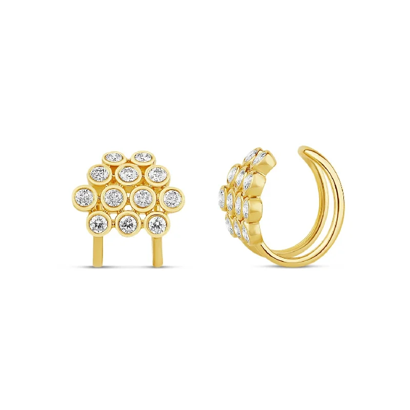 Women’s lock earrings-Statement Multi-Bezel Diamond Ear Cuff