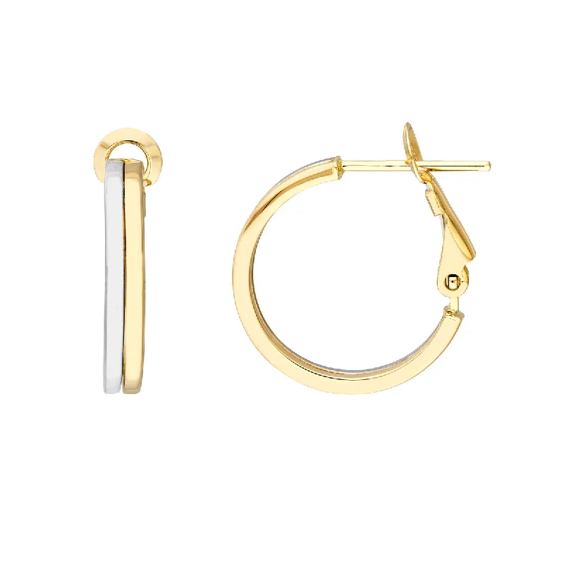 Women’s lock earrings-Small Two-Tone Hoop Earrings