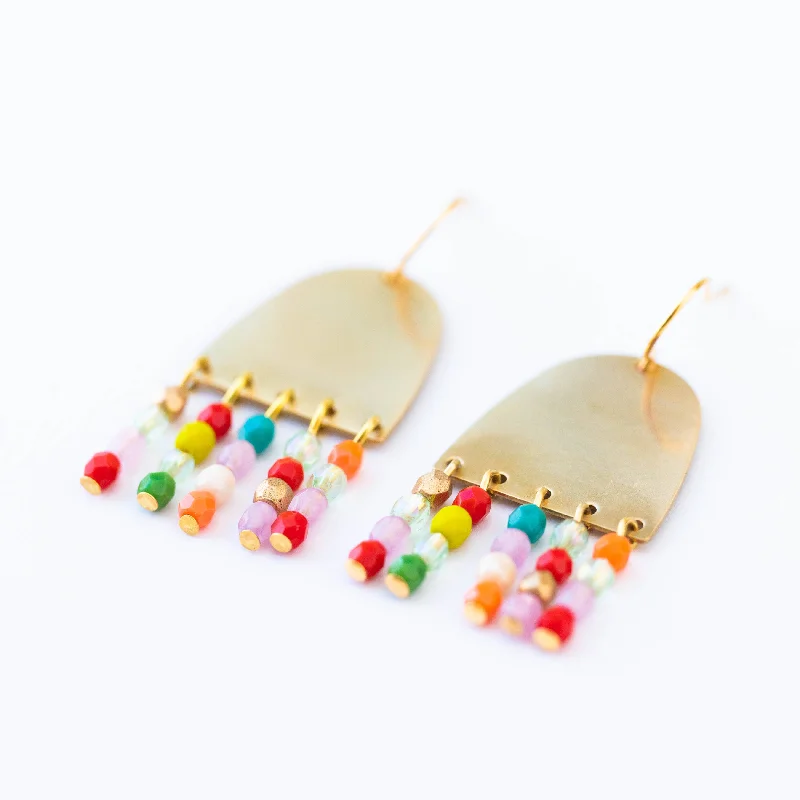 Women’s dangling pearl earrings-Happy Fringe Earrings