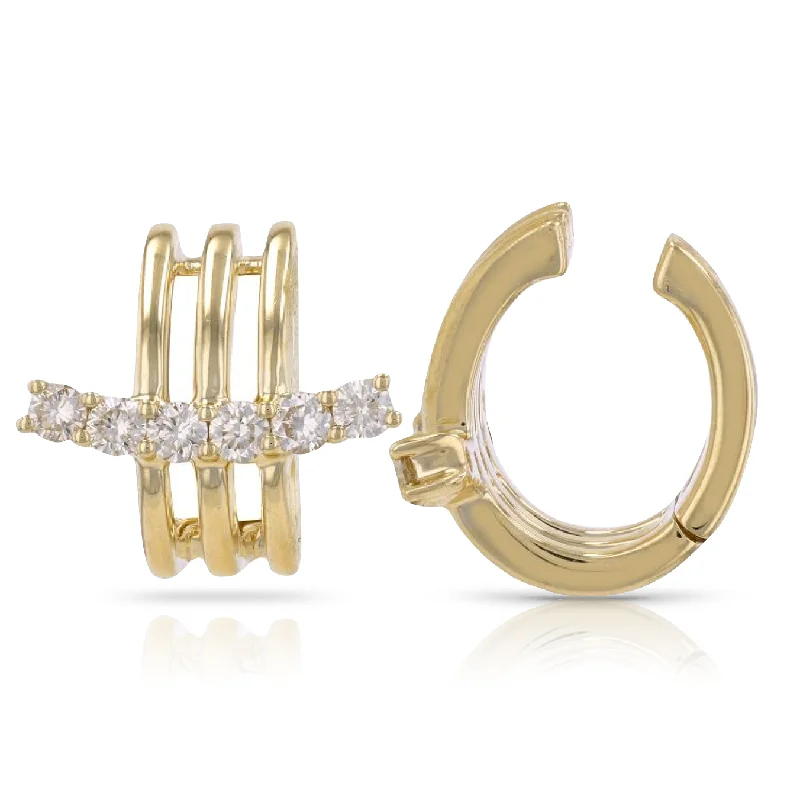 Women’s gold hoop earrings-Diamond Bar Imperial Ear Cuff