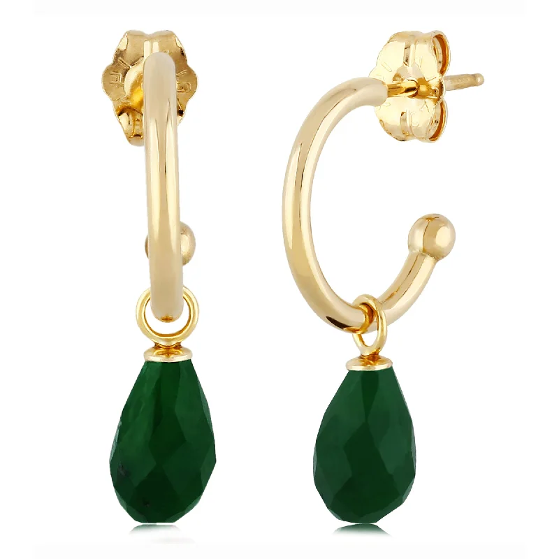 Women’s pearl earrings-Emerald Briolette Dangle Earrings