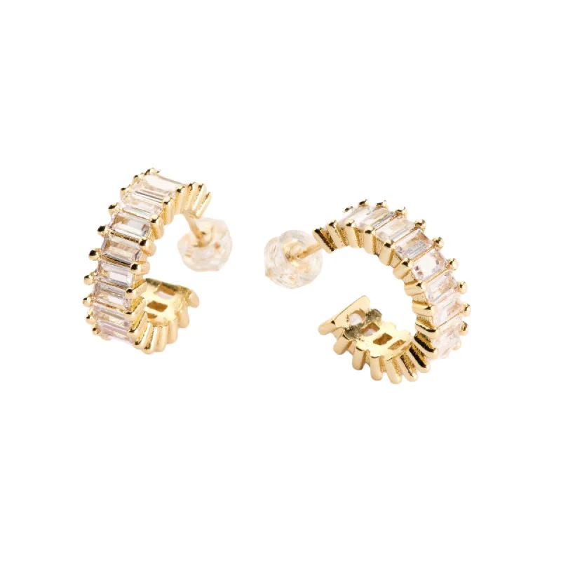 Women’s golden drop earrings-Esther Gold Diamond Hoops