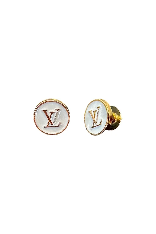 Women’s moon-shaped earrings-LV White Button Earrings