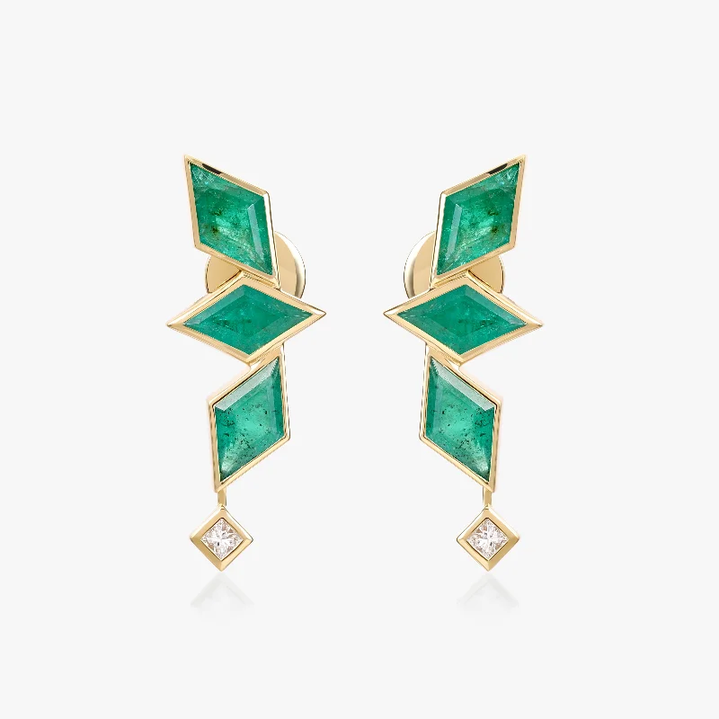 Women’s heart-shaped earrings-Waha emerald earrings