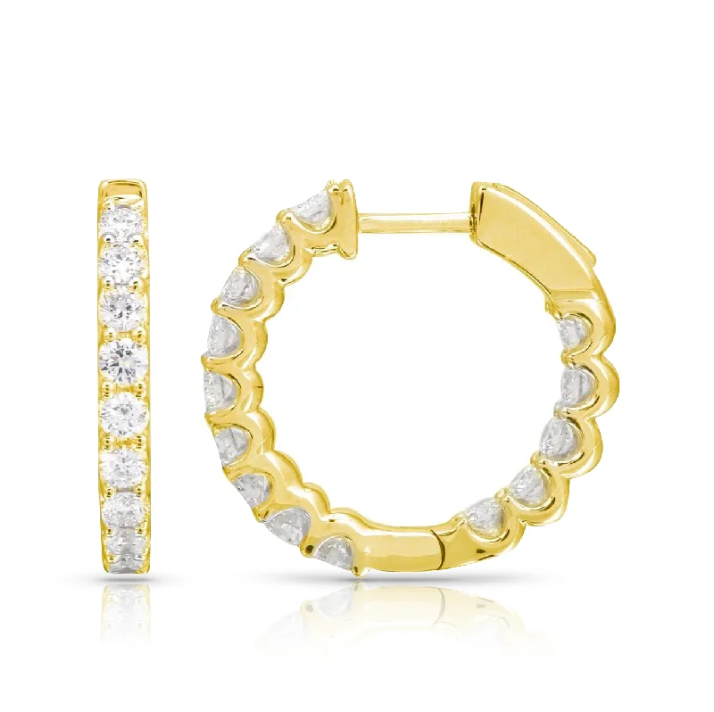 Women’s gemstone stud earrings-Small Diamond Elongated Imperial Hoops