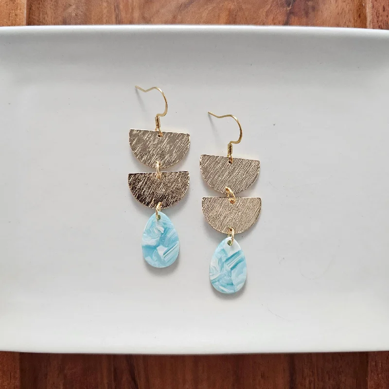 Women’s moon-shaped earrings-Aria Earrings - Aquamarine