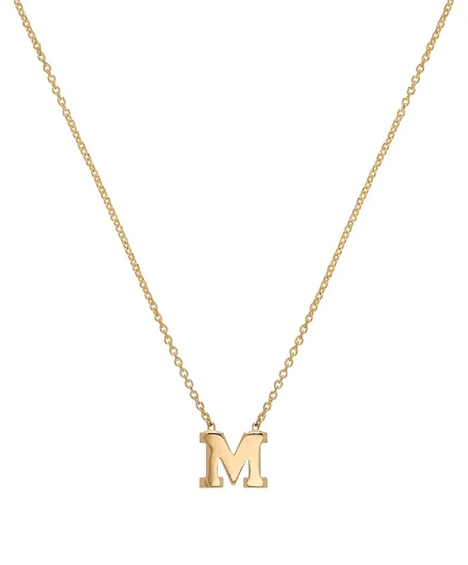 Women’s gold earrings-14K TINY Center Initial Necklace