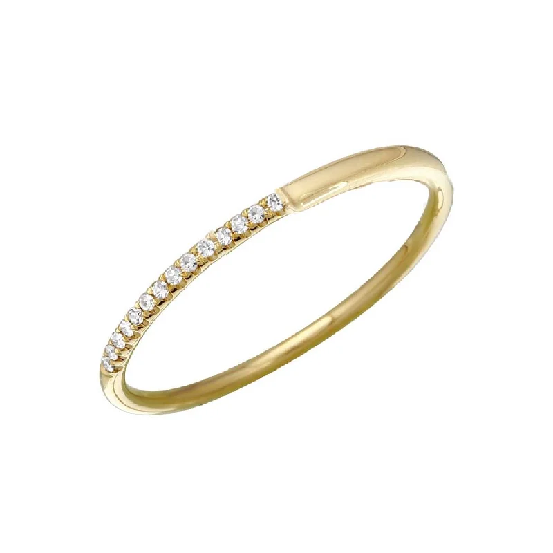 Women’s adjustable earrings-Half Solid Half Diamond Stackable Band