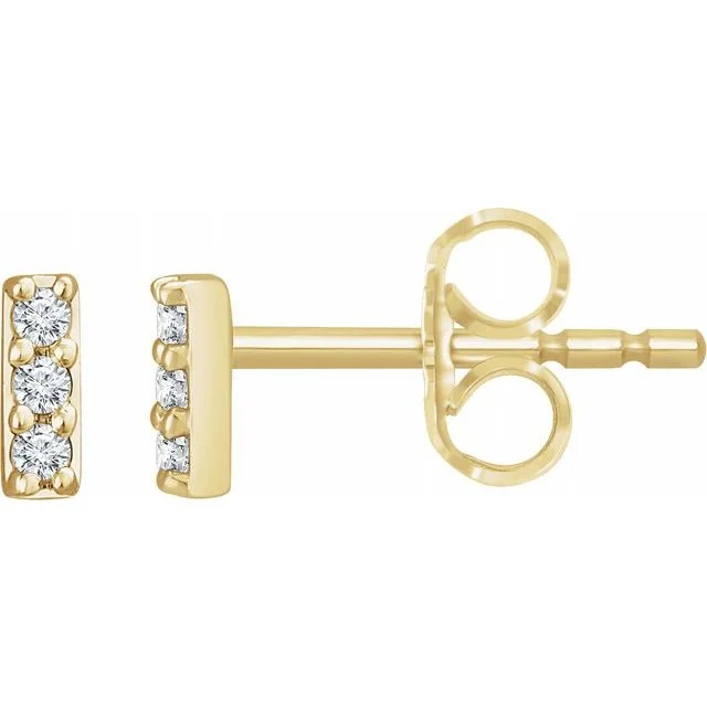 Women’s classic hoop earrings-Mini Diamond Bar Stud Earrings