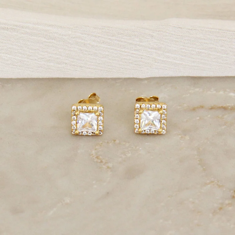 Women’s crystal earrings-Gianna Gold Filled Stud Earrings