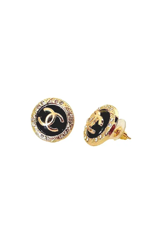 Women’s gold earrings-CC Black Sparkle Earrings