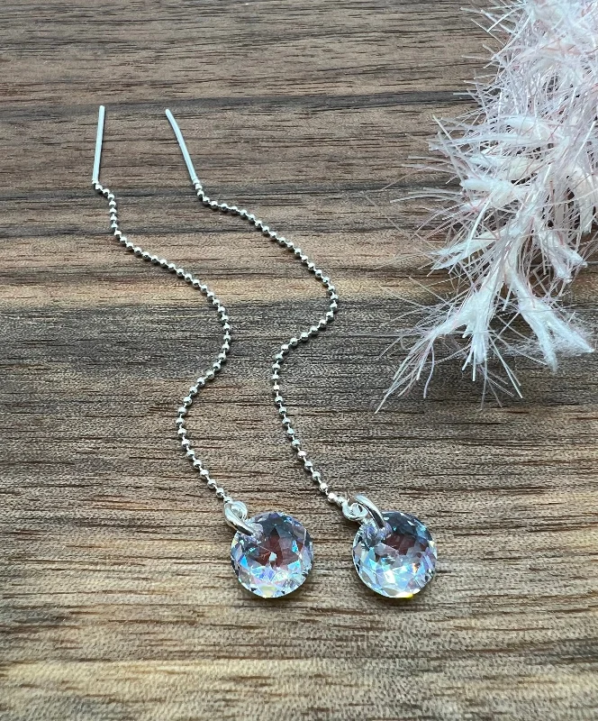 Women’s matching earrings-Crystal Shimmer Threader Earrings