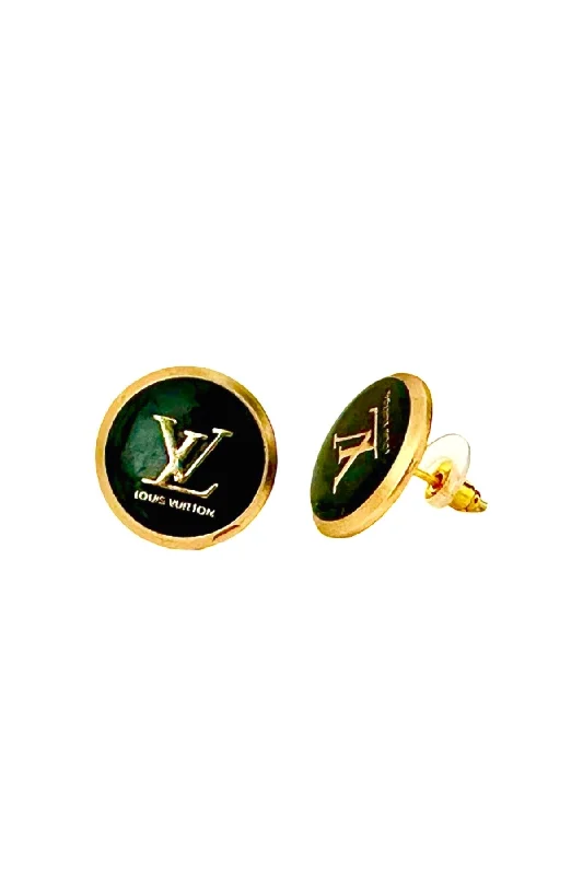 Women’s chunky earrings-LV Classy Black Button Earrings