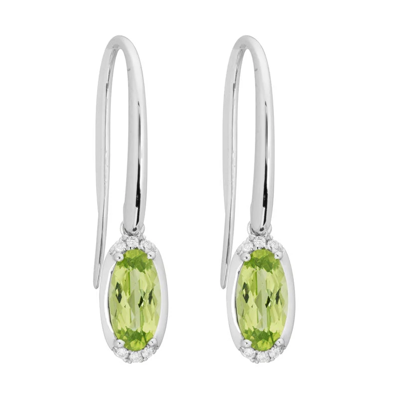 Women’s gold diamond stud earrings-Peridot & Diamond Oval Earrings