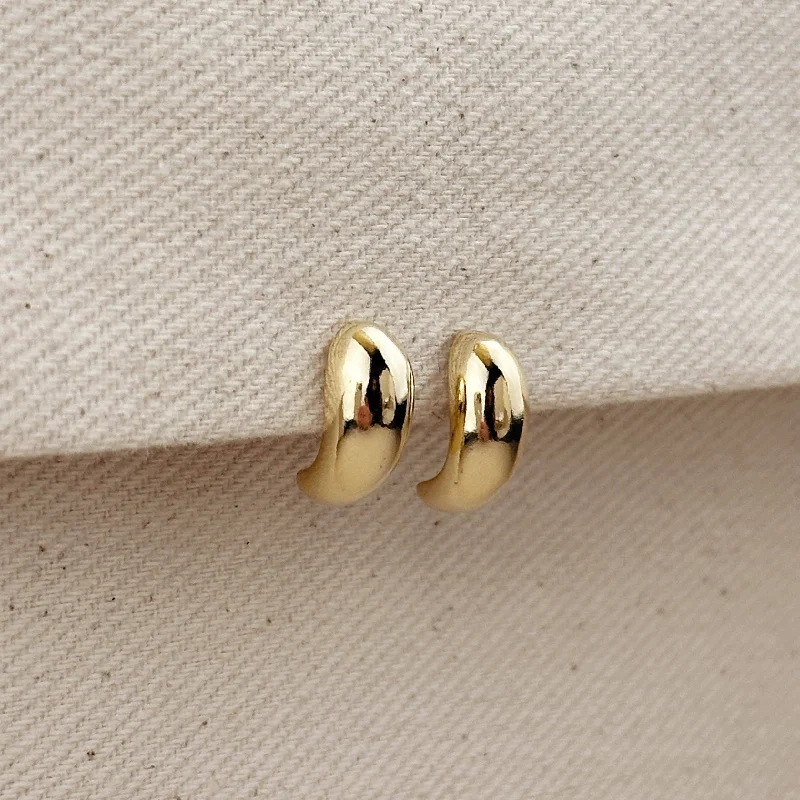 Women’s stud earrings-18k Gold Filled Polished Curved Small Stud Earrings