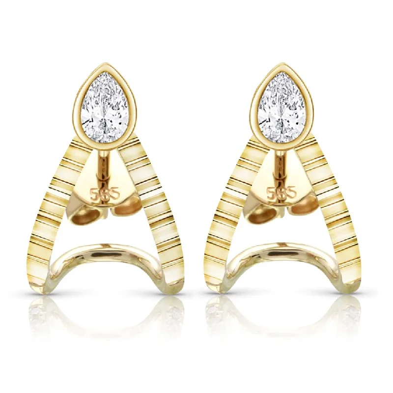 Women’s lock earrings-Mixed Shape Fluted Split Huggie Earrings