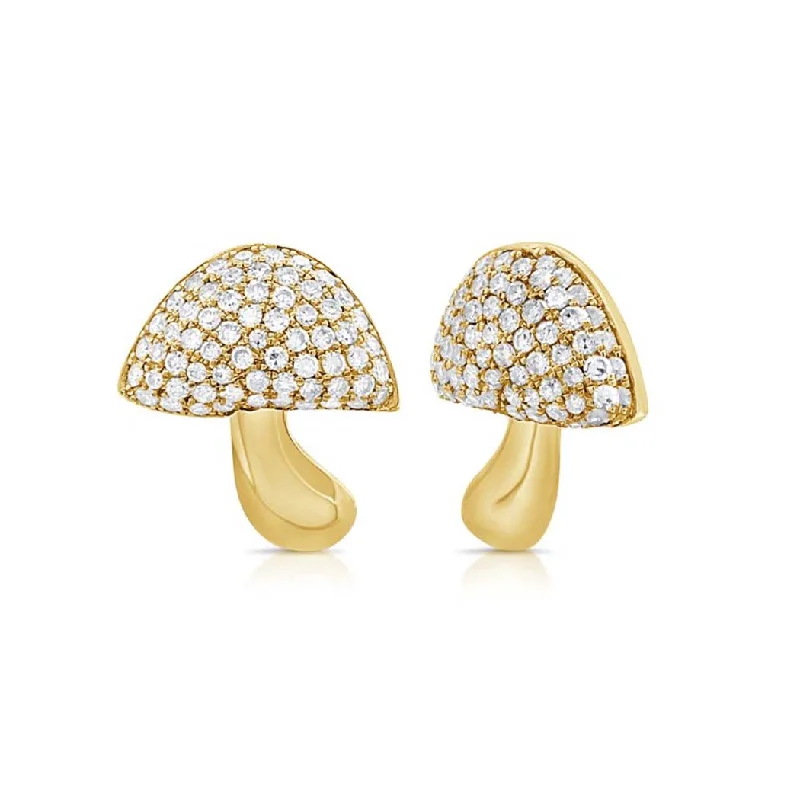 Women’s infinity earrings-Mushroom Diamond Studs