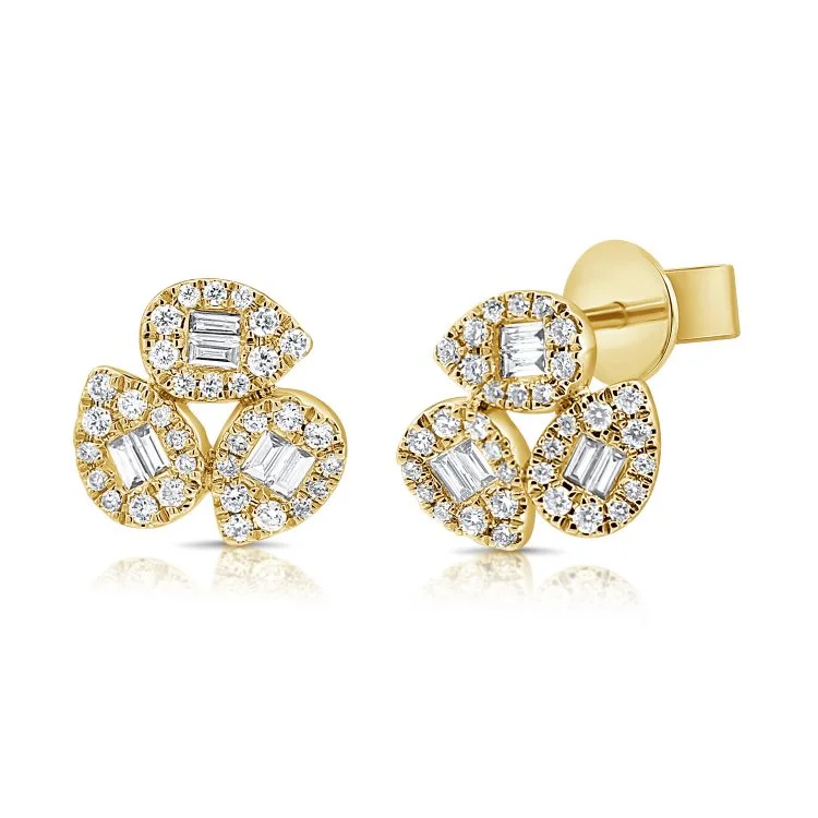 Women’s long earrings-Illusion Pear Diamond Studs